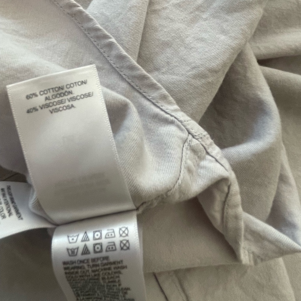 🩶🔥Lucky Brand Men's Light Gray Short Sleeve Shirt size L w/ metal/stone buttons - Picture 9 of 9